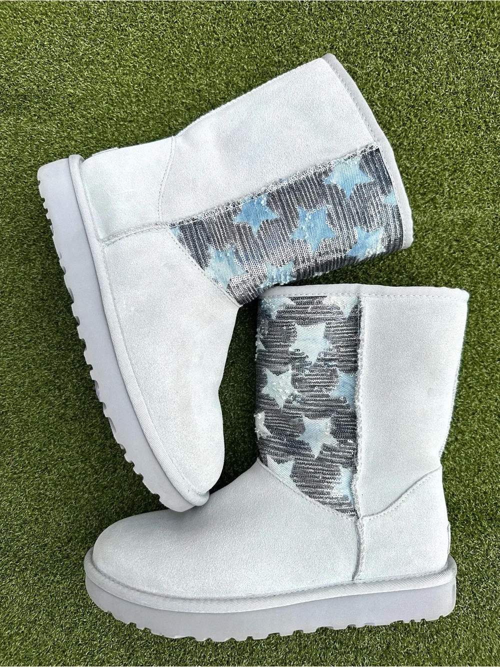 UGG Light Gray Sequin Star Mid-Calf Boots Number 8